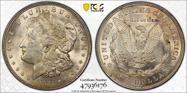 1921 $1 Morgan AU58