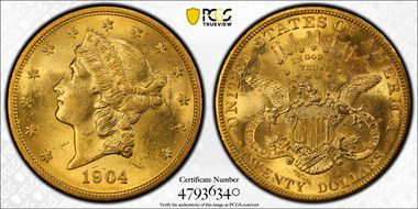 1904 $20 MS62