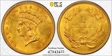 1863 G$1 MS62