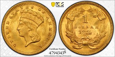 1874 G$1 MS64
