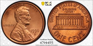 1990-D 1C MS66RD