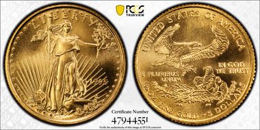 1995 $5 Gold Eagle MS70