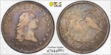 1795 $1 Flowing Hair, 2 Leaves VF25