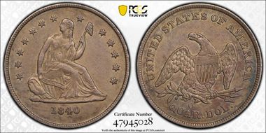 1840-O 25C No Drapery XF45