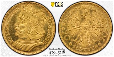 1925(w) 20 Zl KM-33  Au MS63