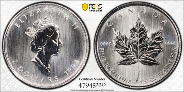 1994 $2 Maple Leaf/Pt MS69