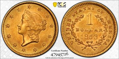 1853 G$1 MS62