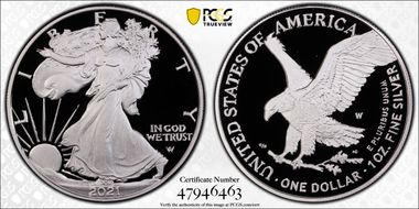 2021-W  $1 Silver Eagle - Type 2 PR70DCAM