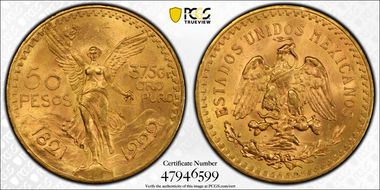 1922 50 Peso KM-481  Au MS64