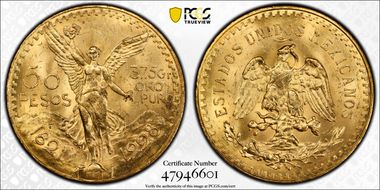 1928 50 Peso KM-481  Au MS64