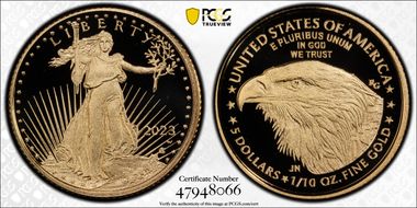 2023-W $5 Gold Eagle First Strike PR70DCAM