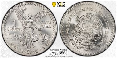 1986-Mo Onza Libertad Ag MS67