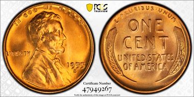 1955-S 1C MS66RD