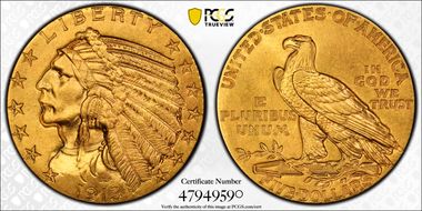1913 $5 MS64+ 