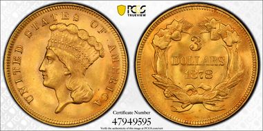 1878 $3 MS64+