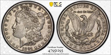 1891-O $1 VAM 1A Clashed E XF45