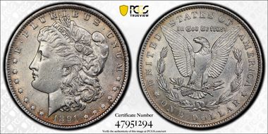 1891 $1 VAM 2 Doubled Ear AU50