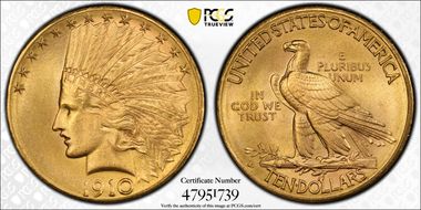 1910-D $10 MS66