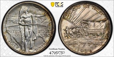 1938-D 50C Oregon MS65
