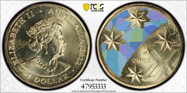2022 $1 Great Aussie Coin Hunt - 'X' Crux - Colorized MS66