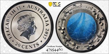 2017 20C Planetary Coins Uranus Colorized MS70