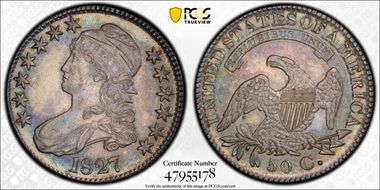 1827 50C Square Base 2 AU55