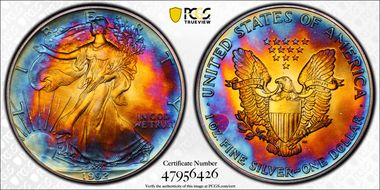 1992 $1 Silver Eagle MS68