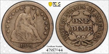 1856 10C Small Date F12