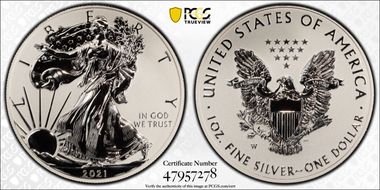 2021-W $1 Silver Eagle Rev PR - Type 1 Designer Edition PR69