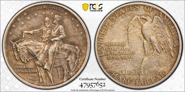 1925 50C Stone Mountain AU58