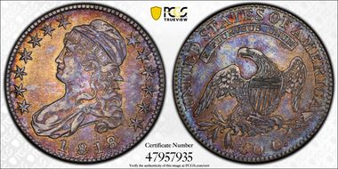1818/7 50C Small 8 AU53
