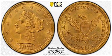 1871 $2.50 MS63