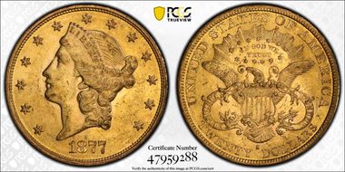 1877-S $20 AU58
