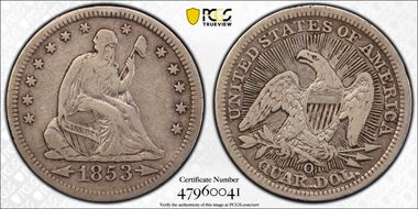 1853-O 25C Arrows and Rays VF20