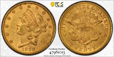 1859-S $20 MS60