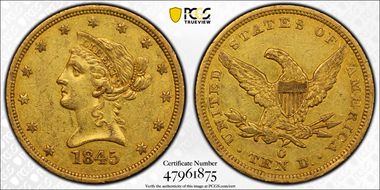 1845-O $10 Repunched Date XF45