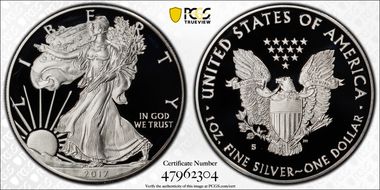 2017-S $1 Silver Eagle PR70DCAM