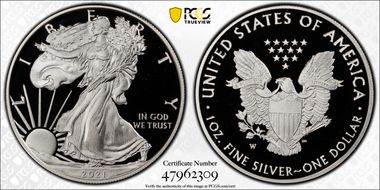 2021-W  $1 Silver Eagle - Type 1 PR70DCAM