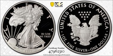 2021-W  $1 Silver Eagle - Type 1 PR69DCAM