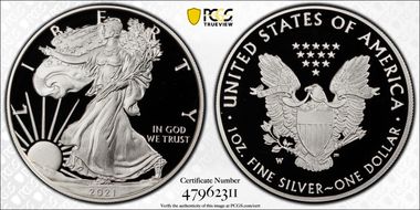 2021-W  $1 Silver Eagle - Type 1 PR70DCAM