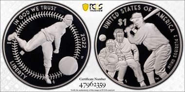 2022-P $1 Negro Leagues Baseball w/100 Privy PR70DCAM