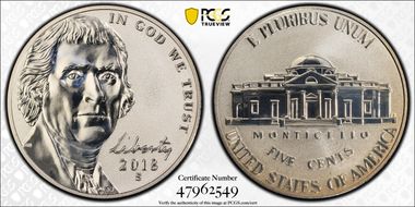 2018-S 5C Reverse Proof 50th Anniversary Set PR70