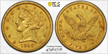 1840 $5 AU55