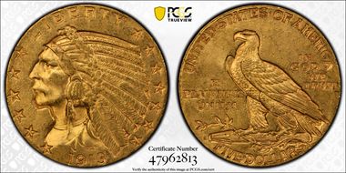1913-S $5 MS62