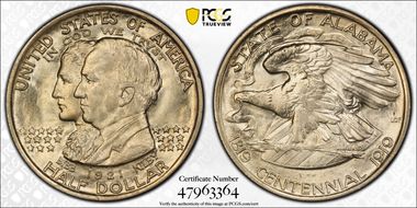 1921 50C Alabama MS66