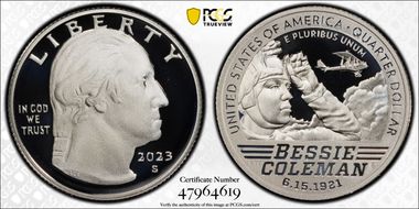2023-S 25C Bessie Coleman-Silver First Strike PR70DCAM