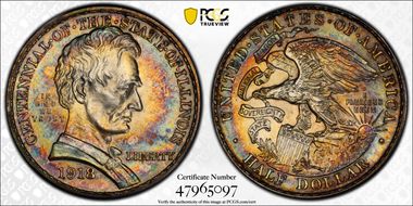 1918 50C Lincoln-Illinois MS65