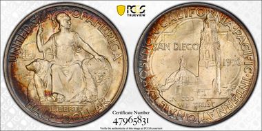 1936-D 50C San Diego MS67+