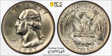 1957-D 25C MS66