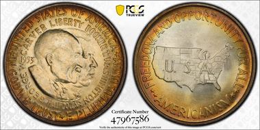 1953 50C Washington-Carver MS66+